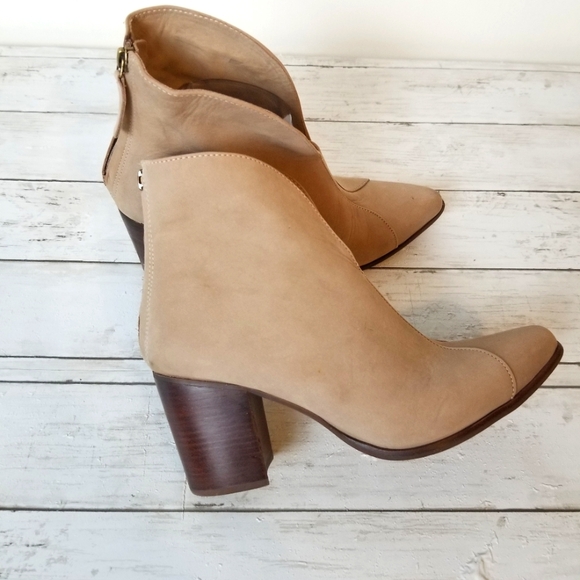 Chocolate Blu Bonita Nubuck Leather Heeled Zip Back Bootie Boot